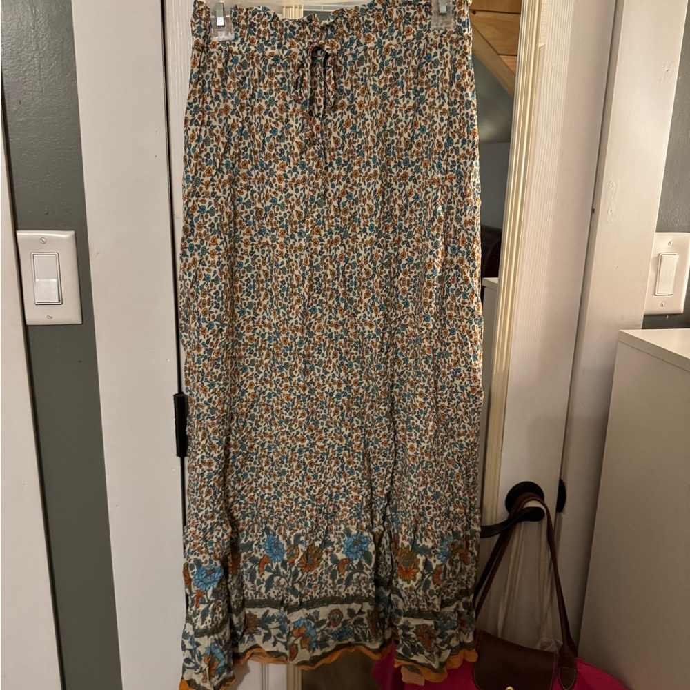 Floral Maxi Skirt with Drawstring Waist
